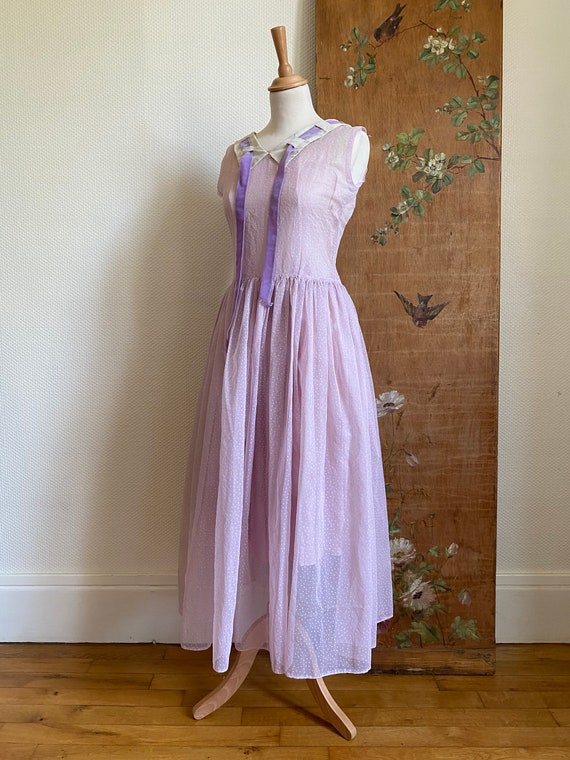 1950s lilac purple lavender plumeti prom dress sa… - image 6