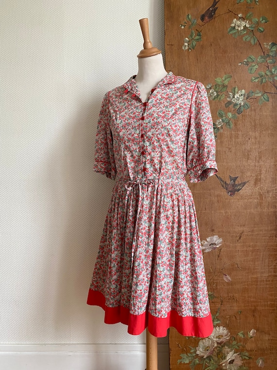 1970s vintage Liberty of London red floral cherry… - image 5