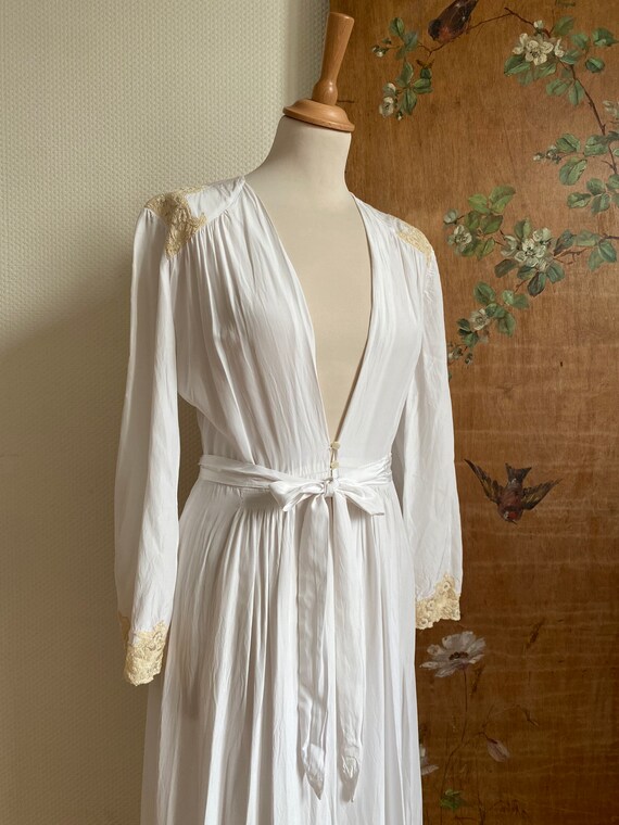 1940s Tula white bridal wedding dressing gown neg… - image 5