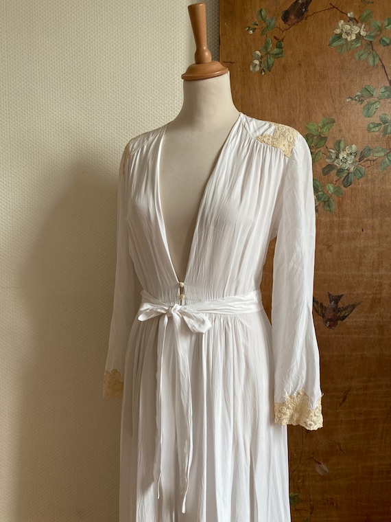 1940s Tula white bridal wedding dressing gown neg… - image 6