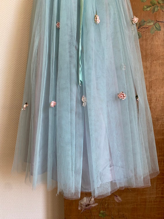 1950s prom dress tulle tutu blue green purple lil… - image 4