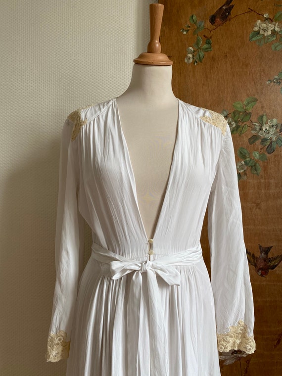 1940s Tula white bridal wedding dressing gown neg… - image 4