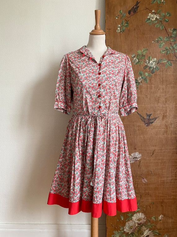 1970s vintage Liberty of London red floral cherry… - image 3