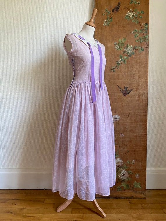 1950s lilac purple lavender plumeti prom dress sa… - image 3