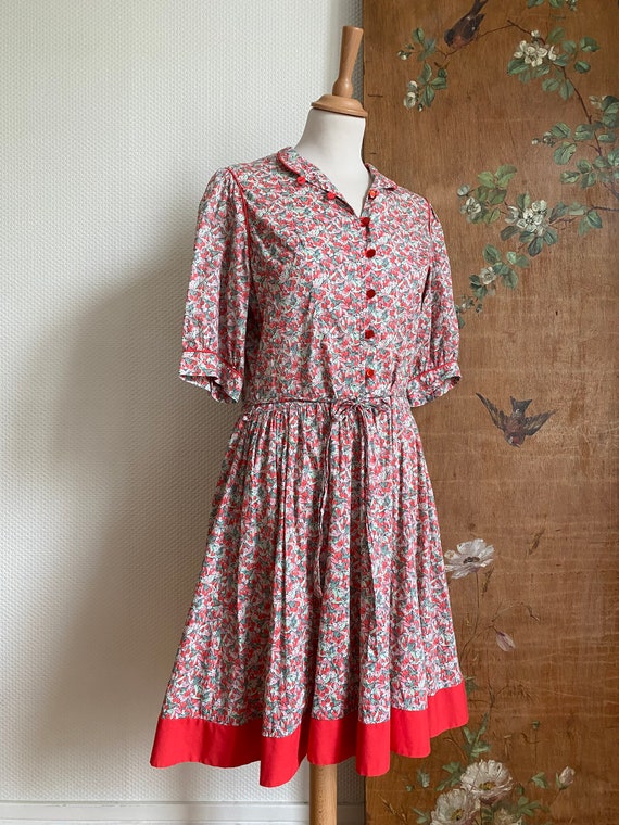 1970s vintage Liberty of London red floral cherry… - image 4