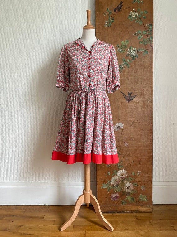 1970s vintage Liberty of London red floral cherry… - image 2