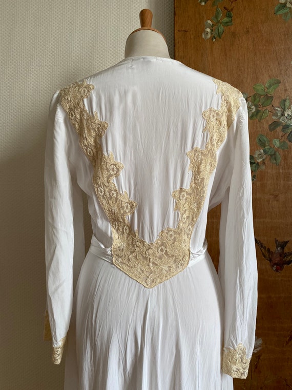 1940s Tula white bridal wedding dressing gown neg… - image 7