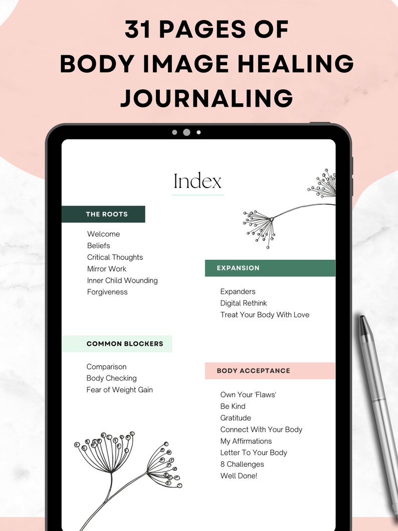 Body Image Healing Journal, Body Love Prompt, Body Positive Template ...