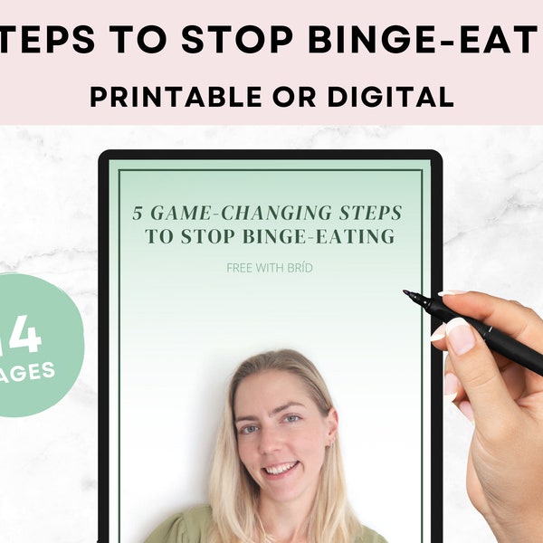 5 Steps To Stop Binge Eating, Recovery Journal, Overeating Diary, Effective Tools ED Help, Bingeing Planner, Emotional Eating Therapy