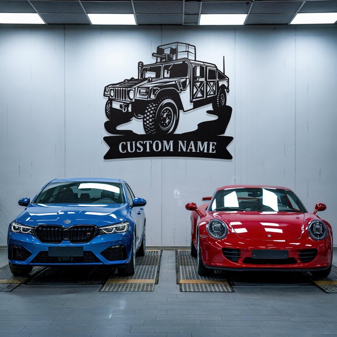 Custom Humvee Metal Wall Art Led Lights, Personalized Military Car Name ...