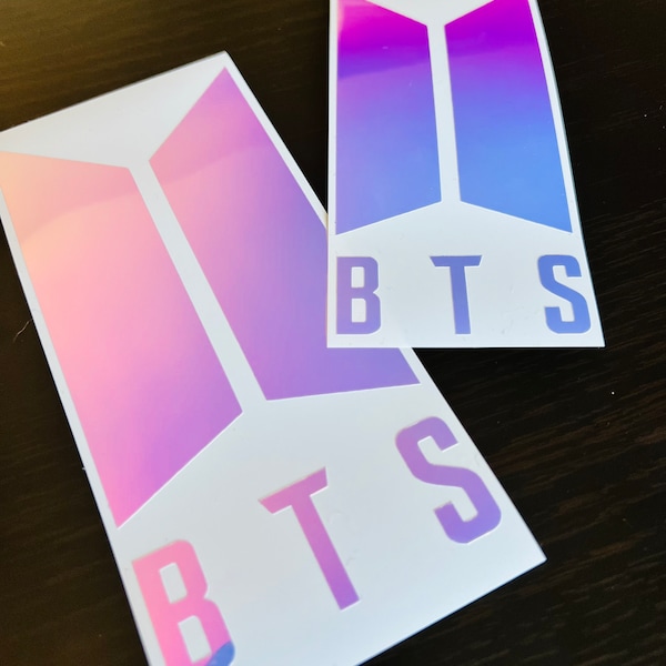 BTS Logo Decal | BTS Love Yourself: Answer | Purple Pink Holographic Vinyl Decal | Car Laptop HydroFlask Decal