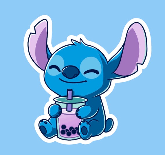 Stitch Drinking Boba Sticker 