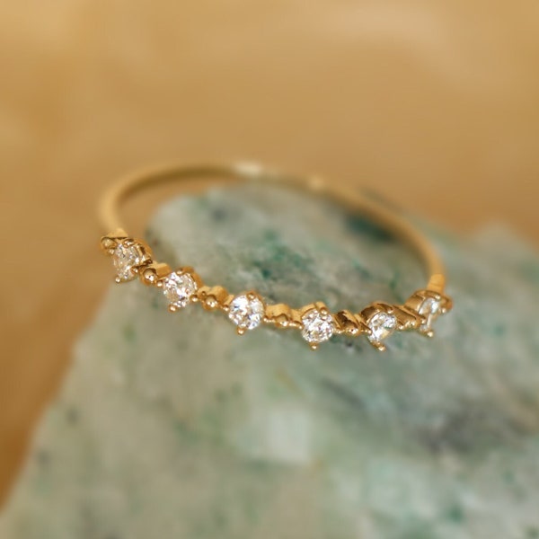 14K Solid Gold Elegant Stackable Thin Band Dainty Ring, Gold Dainty Ring, Stackable Thin Ring. Gift for Her, Summer Jewelry