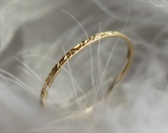 9K Solid Gold Thin Band Ring, Minimalist Dainty Stacking Ring