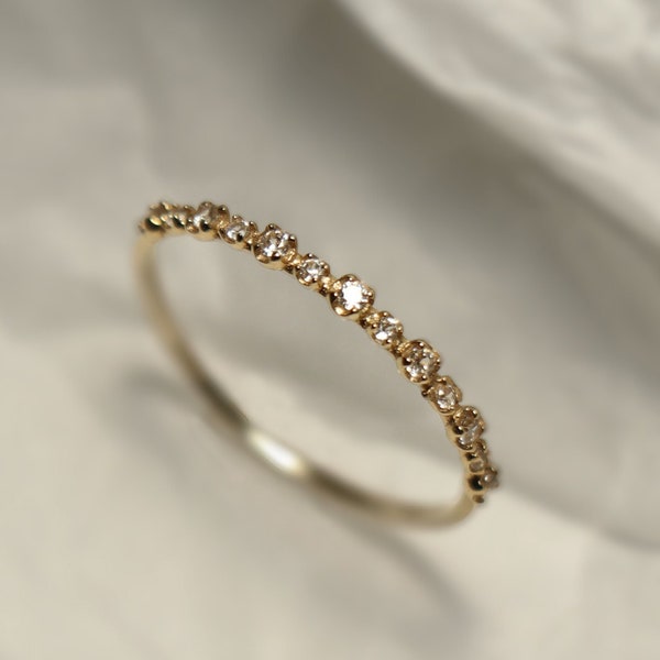 9K Solid Gold Elegant Stackable Thin Band Dainty Ring, Gold Dainty Ring, Stackable Thin Ring.