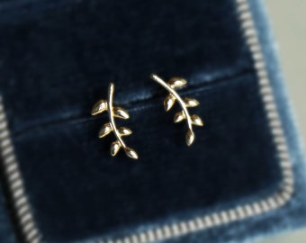 9K Solid Gold Delicate Olive Branch Stud Earrings,Real Gold Dainty Leaves Stud Earrings,9K SOLID GOLD Stud Earrings,Minimalist Earrings,Gift