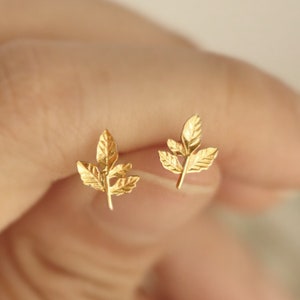 9K Solid Gold Delicate Olive Branch Stud Earrings,Real Gold Dainty Leaves Stud Earrings,9K SOLID GOLD Stud Earrings,Minimalist Earrings,Gift