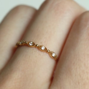 14K Solid Gold Elegant Stackable Thin Band Dainty Ring, Gold Dainty eye Ring, Stackable Thin Ring. Gift for Her, Summer Jewelry,Wedding ring