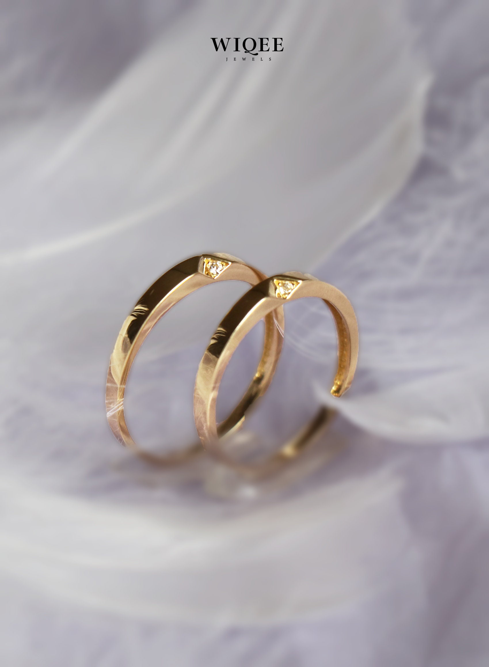 Gold Textured Wedding Ring Set, Gold Wedding Bands, Handmade Wedding Rings,  Matching Couple Rings, Hammered Gold Rings, Couple Gold Rings