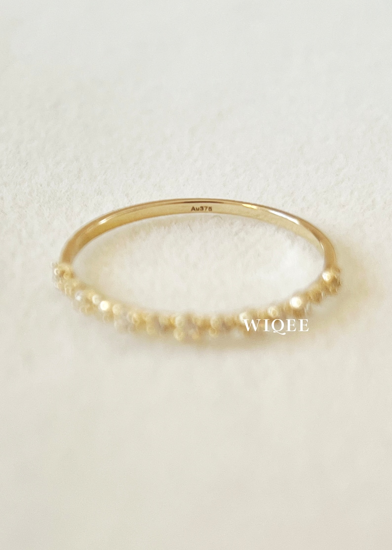 9K Solid Gold Elegant Stackable Thin Band Dainty Ring, Gold Dainty Ring, Stackable Thin Ring. image 8