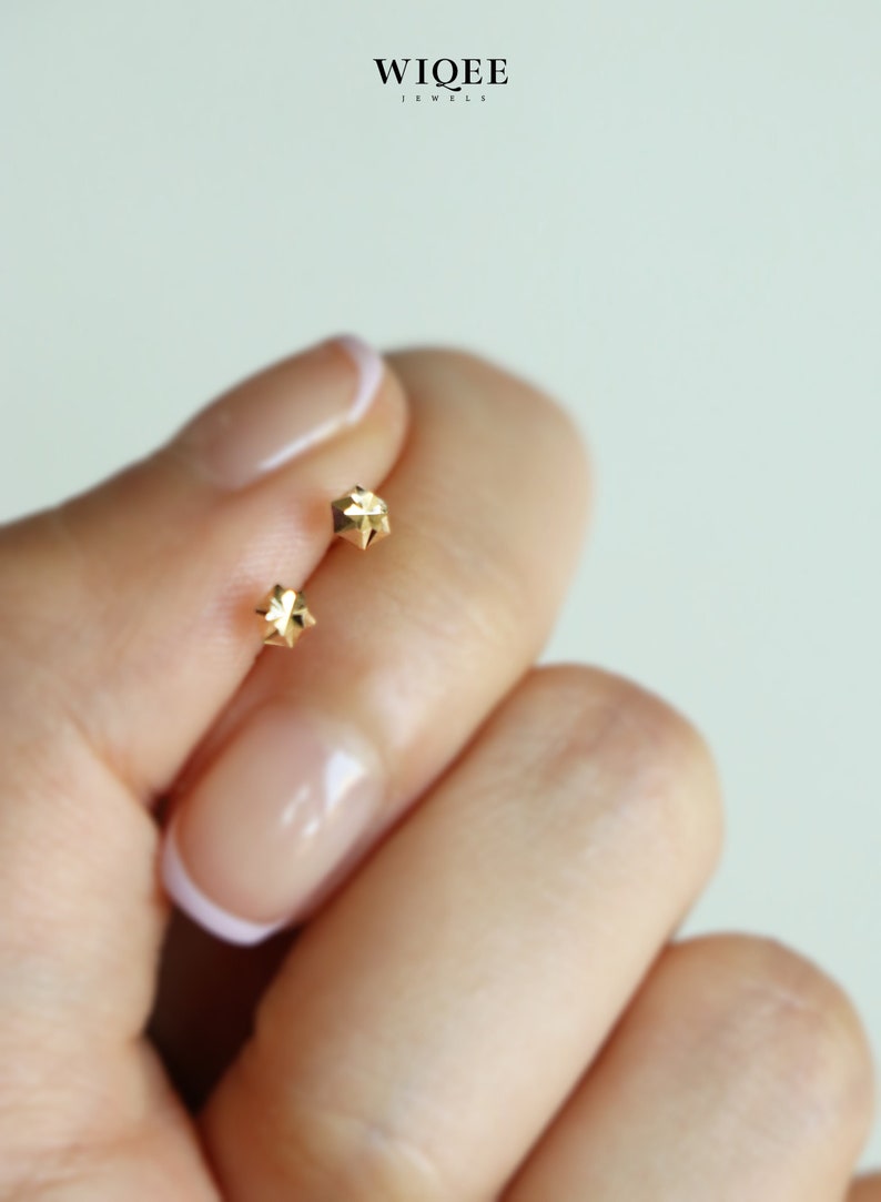 Puede incluir: Un par de pendientes de estrella de oro. Los pendientes son peque&ntilde;os y delicados, y son perfectos para el uso diario.