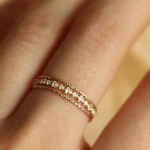9K Solid Gold Elegant Stackable Thin Band Dainty Ring, Gold Dainty Ring, Stackable Thin Ring. image 7