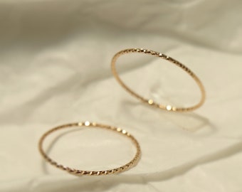14K Solid Gold Thin Band Ring, Minimalist Stackable Ring