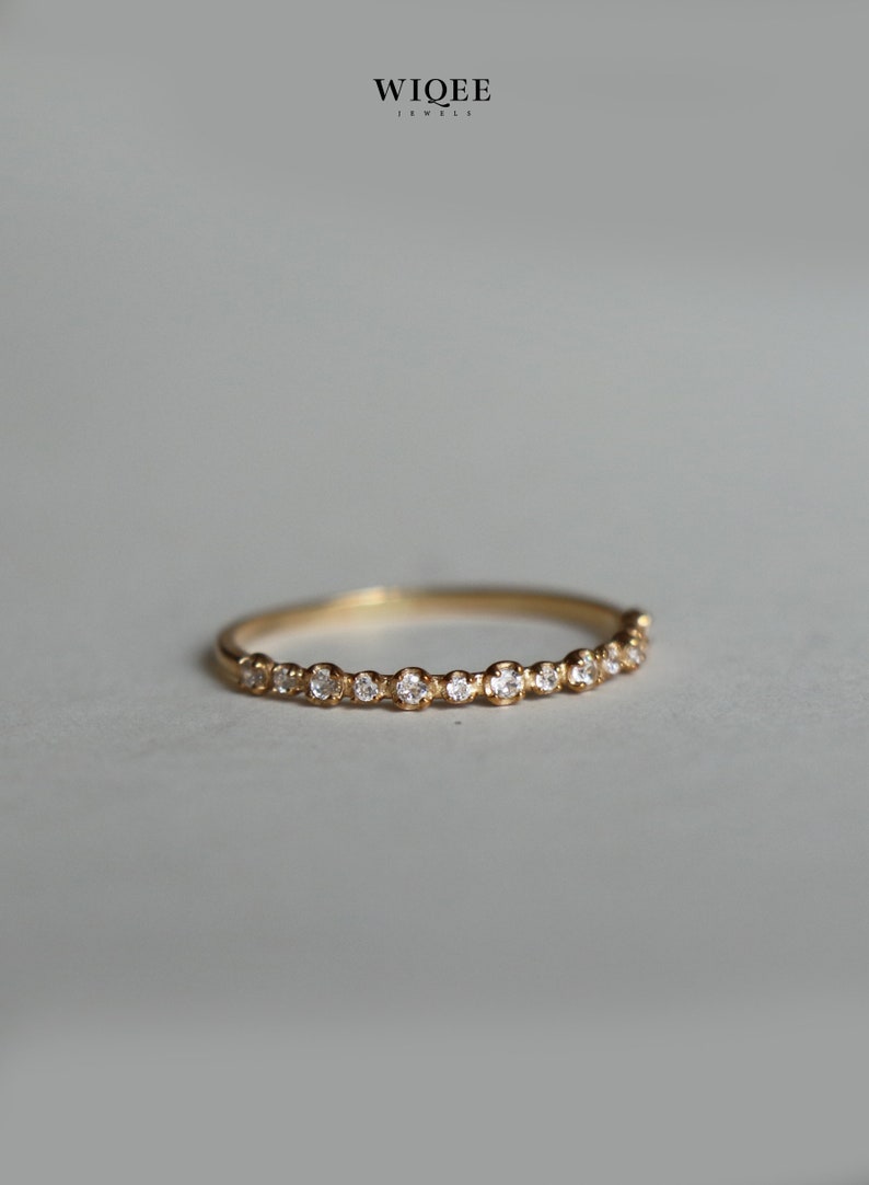 9K Solid Gold Elegant Stackable Thin Band Dainty Ring, Gold Dainty Ring, Stackable Thin Ring. image 4