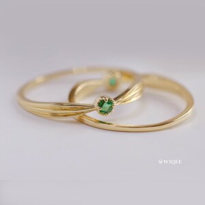 10k Yellow Gold May Birthstone Ring - 1 Ct Emerald Cut CZ Statement Ring, Size 8