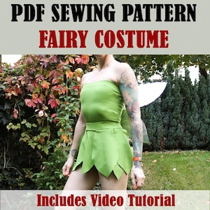 Patrón de costura en PDF para disfraz de hada – Descarga instantánea – Tallas XS-6XL – Ideal para principiantes