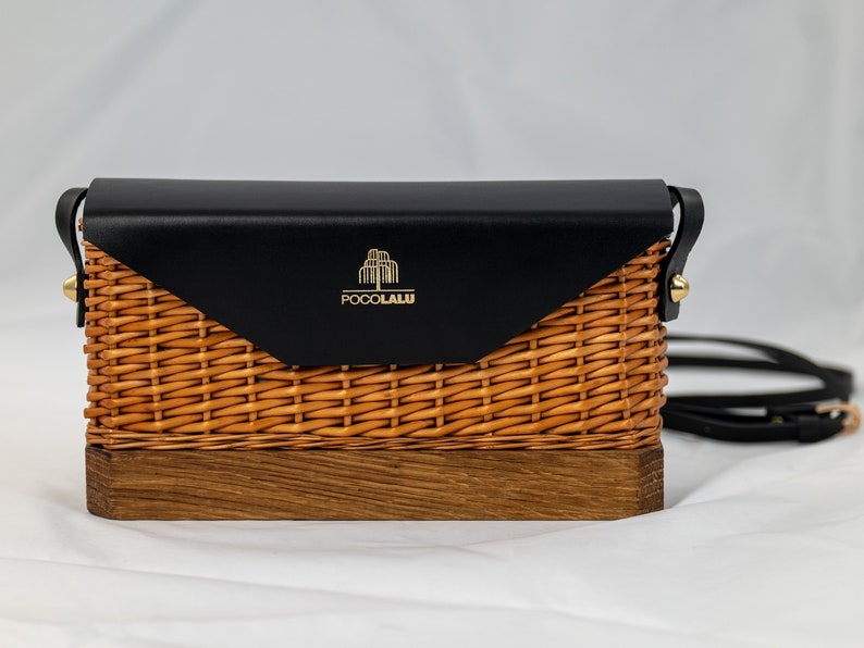 Woven Basket Bag Wicker Rattan Crossbody Bag. Modern Elegant Etsy