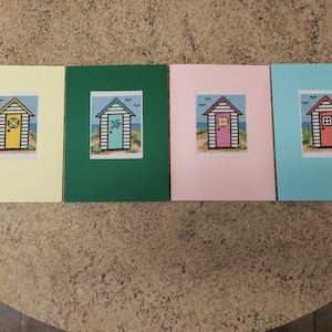 Borduurkaart strandhut voltooid - kies je kleur - afgewerkte maat: 150 x 205 mm met bijpassende envelop