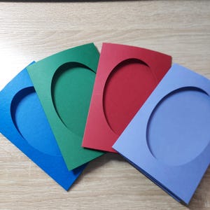 1 carte de format ovale pour 3 volets pour point de croix, broderie et embellissement de votre image, avec enveloppe assortie - dimension 105 x 150 mm