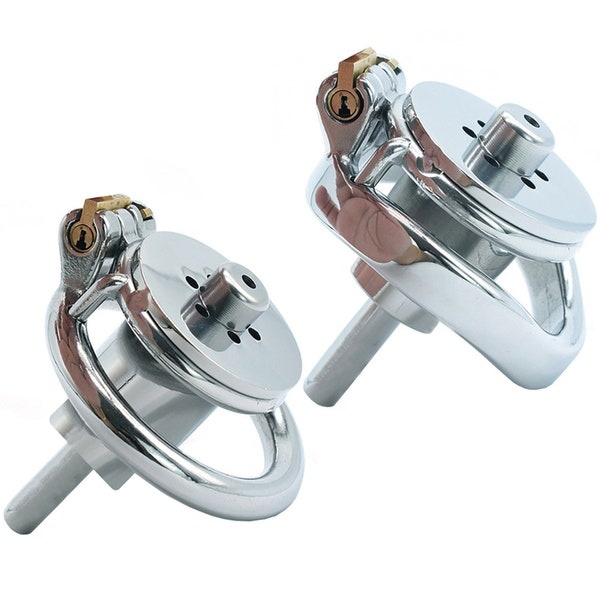 Inverted Plugged Cylinder Chastity Cage for Couple, Stainless Steel Cock Penis Rings/ Adults Sex-F150C ,Mature