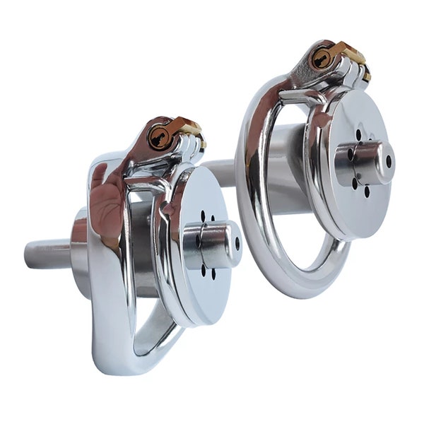Inverted Plugged Cylinder Chastity Cage for Couple, Stainless Steel Cock Penis Rings/ Adults Sex-F149C ,Mature