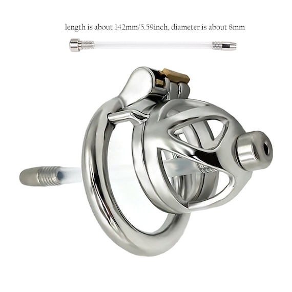 Stainless Steel Male Chastity Cage Device Men Short Locking Belt Metal Tube