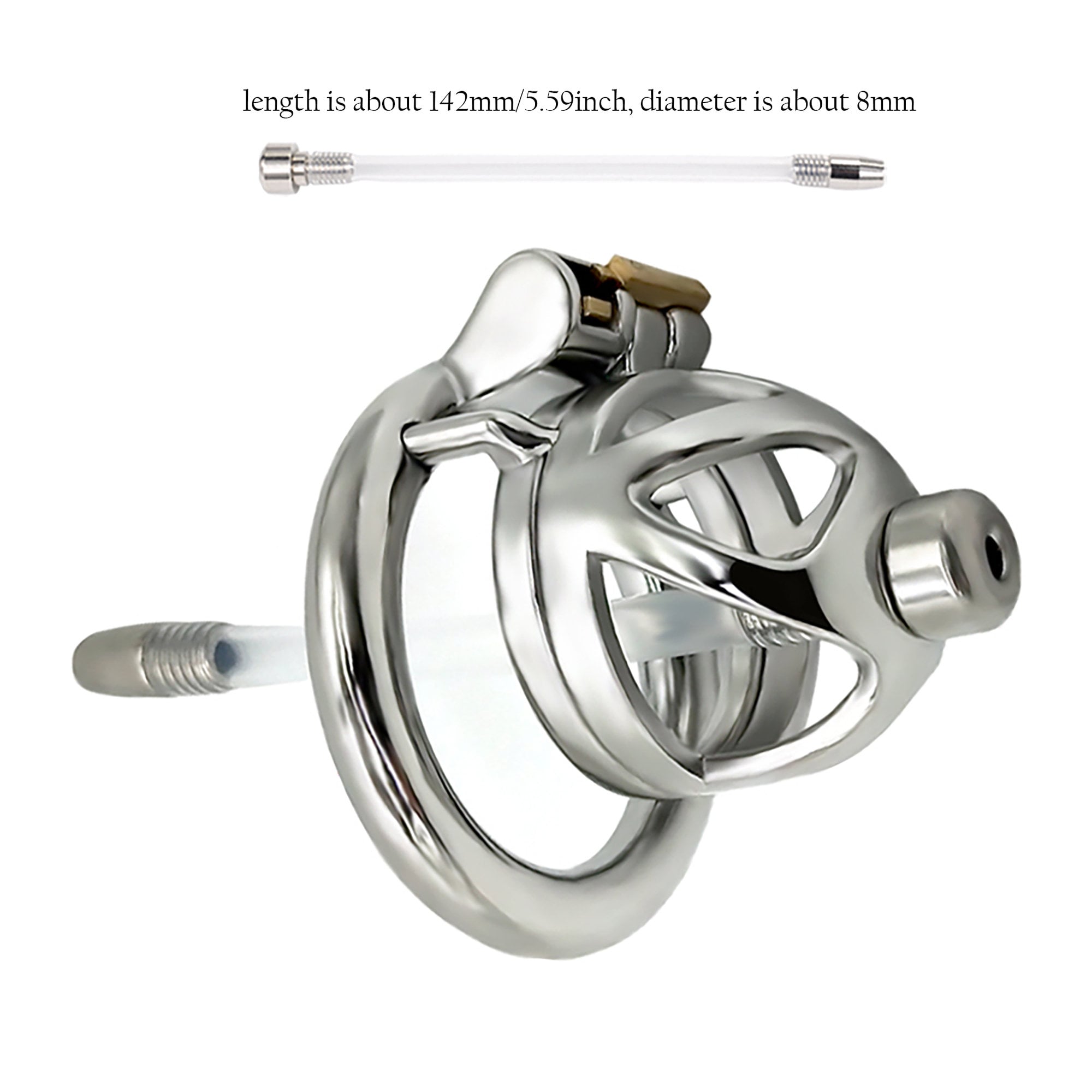 Small Chastity Belt Lock for Men Metal Cock Cage With Urethral photo