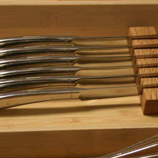 Messerhalter für Schublade, Messerständer aus Holz, Messerblock, Messerleiste