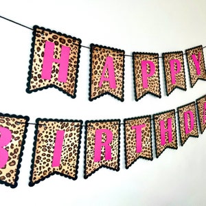 Hot Pink Cheetah Banner, Leopard Banner, Cheetah Birthday Decorations, Animal Print Banner, Two Wild Birthday, Jungle Birthday, Safari Party