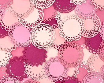 60 Pink Mini Lace Paper Doilies 2 inches, Scrapbooking Card Making Embellishments