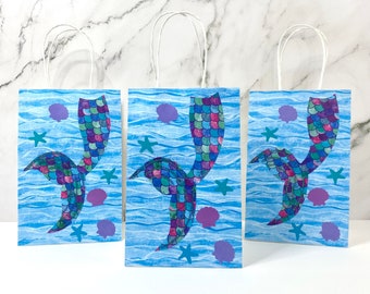 Mermaid Favor Bags, Mermaid Party Favors, Mermaid Baby Shower Decorations, Mermaid Party Decorations, Under the Sea Party, Mermaid Birthday