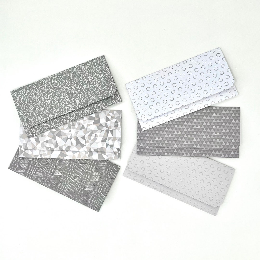 Gray Money Envelopes Gift, Set of 6 Cash Envelopes With Labels