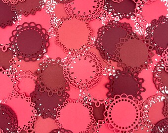 Red Mini Lace Paper Doilies: Set of 60, Scrapbooking Embellishments