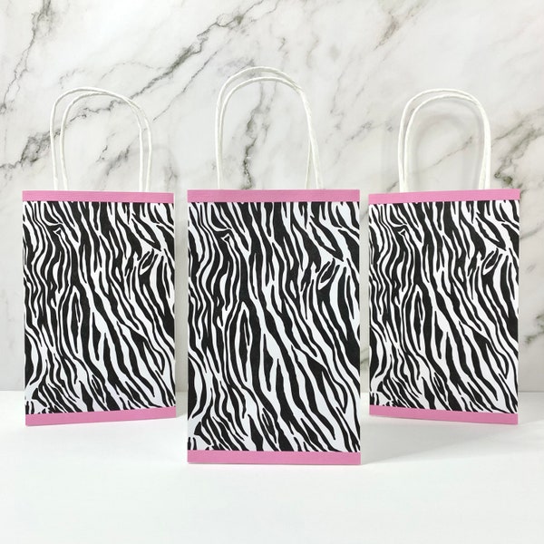 Pink and Zebra Favor Bag, Safari Girl Baby Shower, Animal Theme Bridal Shower, Zebra Bachelorette Party, Jungle Theme Birthday, Wildlife