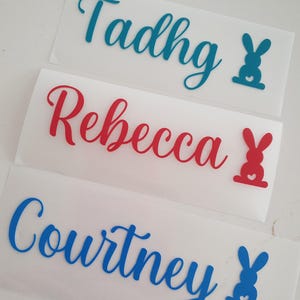 Adesivo personalizzato con nome coniglietto pasquale - Adesivo personalizzato per scatole regalo, casse, tazze fredde