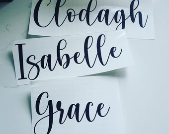 Custom vinyl sticker , name decal, baby shower favor , wedding decor, personalised , gift box stickers , name tags