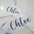Decal only .Personalised glass champagne prosecco flute decal , bridesmaids ,bride, hen party, baby shower  DECAL ONLY product logo