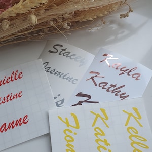 Custom name vinyl tags, personalised sticker, glass vinyls, party decorations, name decals, vinyl lettering