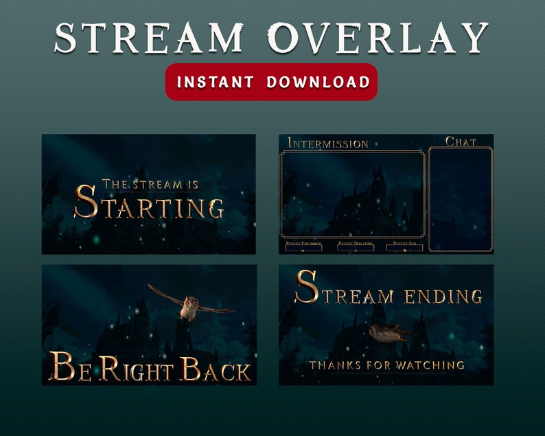 Animated Hogwarts Legacy Twitch Screens for Streamers Magic Witch