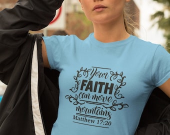 Christian tshirt, Religious, Religion, Faith, Mountain, Matthew, Bible verse, Unique gift, Church, Scripture